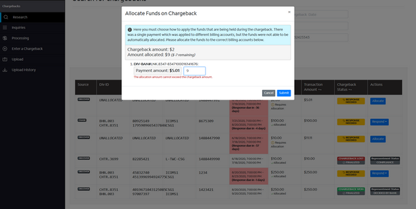 Chargebacks - Manual Payment Allocation