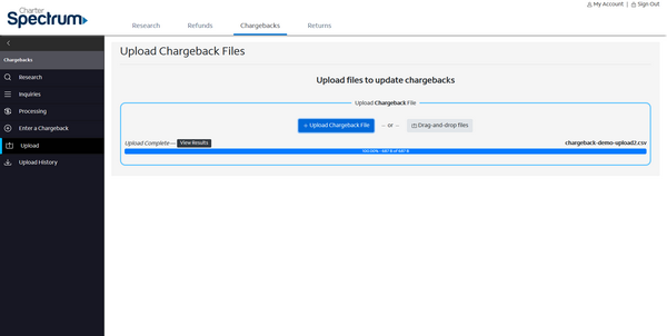 Chargebacks - Upload