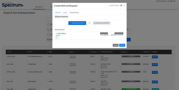 Create Refund - Attachments